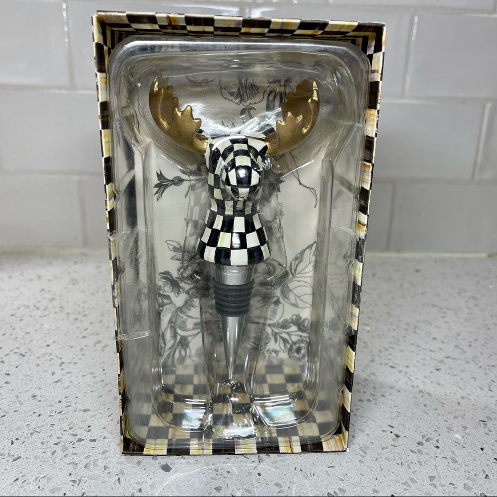 MacKenzie-Childs Wine Tote & Moose Bottle Stopper - Picture 9 of 10